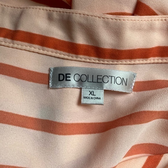 DE Collection Orange Striped VNeck 3/4 Sleeve Blouse - Picture 8 of 12